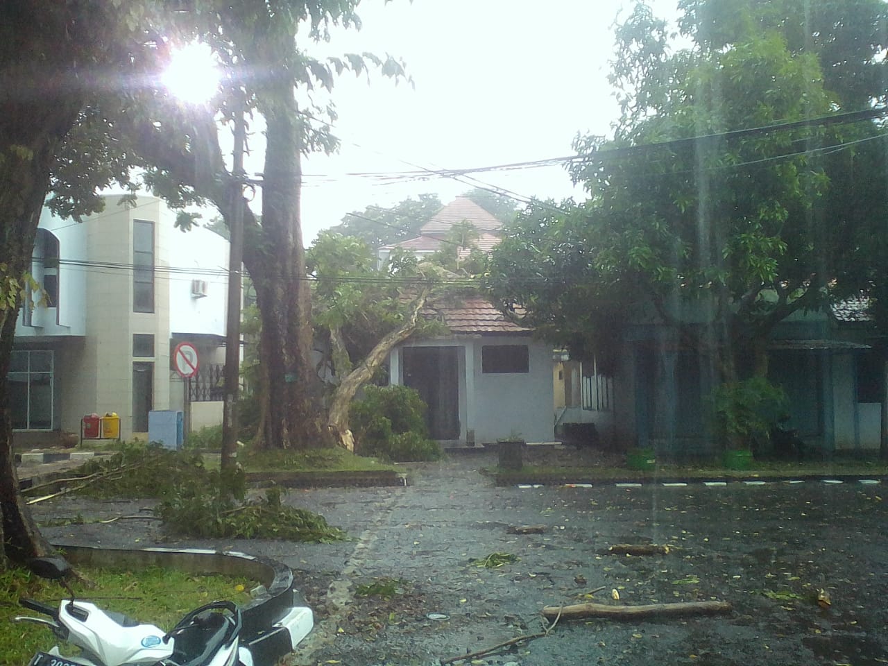 Gedung Aula PKK Pemda Subang Tertimpa Pohon saat Hujan Lebat