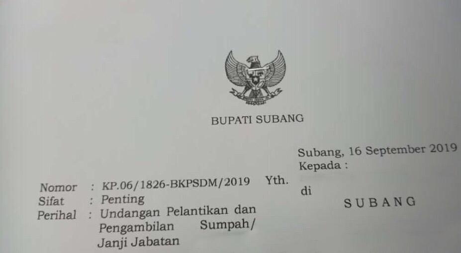 Pemkab Subang Agendakan Rotasi Mutasi Sore Ini