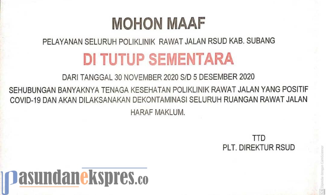 55 Orang Pegawai Berstatus Kontak Erat, RSUD Subang Ditutup?