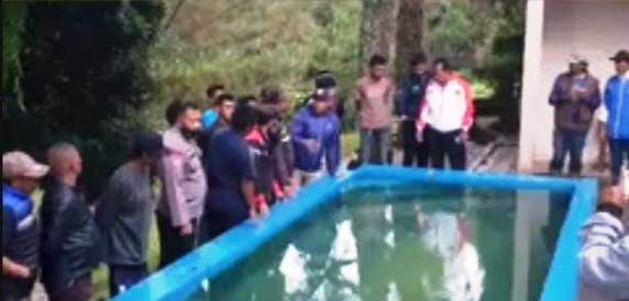 TKP: Tempat kejadian perkara di kolam renang Villa Bellevue Lembang yang merenggut dua balita yang meninggal mengambang. IST