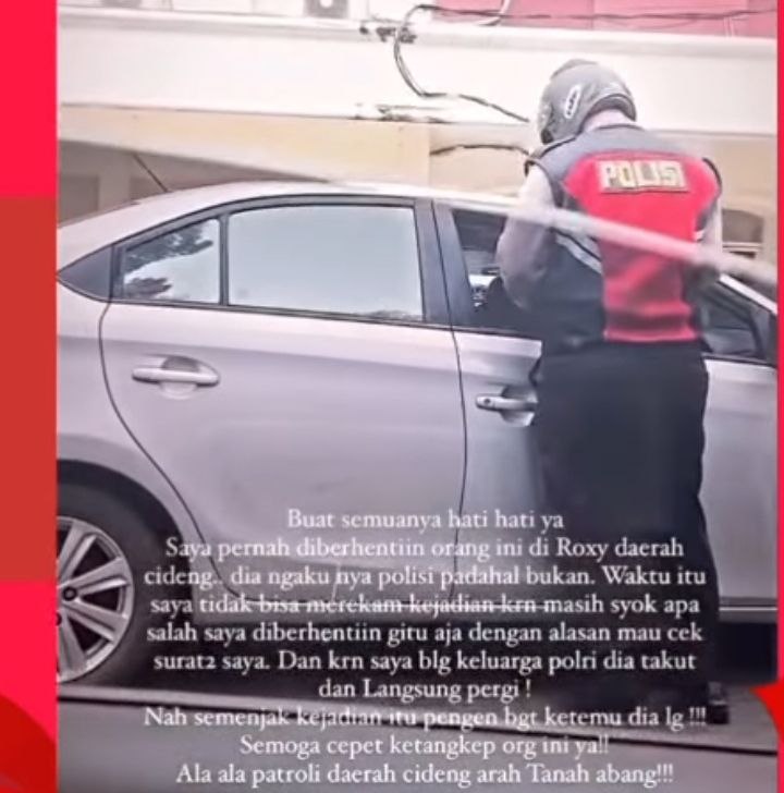 Polisi Diduga Gadungan Tilang Pengendara Viral di Sosmed