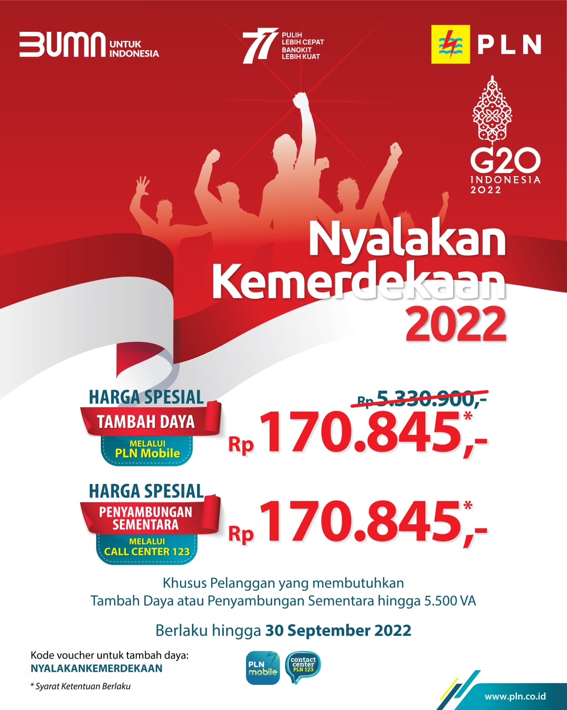 Promo Nyalakan Kemerdekaan, PLN Beri Diskon Tambah Daya Hanya Rp 170.845