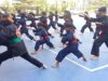 Kepala SMK 45 Lembang Deny Mariana Fasilitasi kegiatan latihan bersama pencak silat perguruan gajah putih wilayah kecamatan Lembang Bandung Barat.