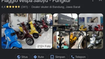 Catat, Siapa Tahu Butuh: Daftar Dealer Vespa Terdekat di Kota Besar. Sumber Gambar di-capture via Google