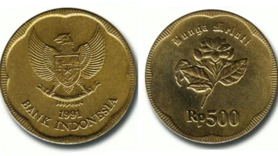 Koin Rp500 Melati tahun 1991