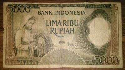 Uang Kertas Pecahan Rp5000 Tahun 1958