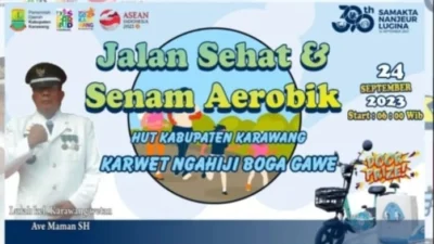 Semarak Peringatan HUT ke-390 Karawang, Kelurahan Karawang Wetan Gelar Jalan Santai dan Senam Aerobik