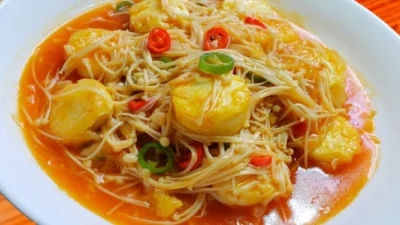 Resep Jamur Enoki Tumis Tahu, Gurihnya Menggoyang Lidah