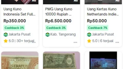 Cara Jual Uang Langka. (Sumber Gambar: Screenshot via Tokopedia)