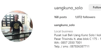 Cek Disini Kolektor Uang Kuno di Instagram Bagi Anda yang Berminat Membeli Koleksi Uang Kunonya (image from Instagram uangkuno_solo)