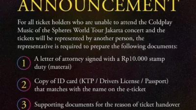 Pindah Tangan Tiket Konser Coldplay. (Sumber Info: Feed Instagram @pkentertainment.id)