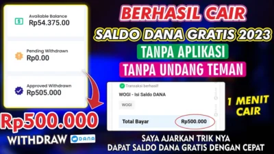 Dapatkan Saldo Dana Gratis Tanpa Aplikasi 1 Menit Cair Cuman Modal HP Saja