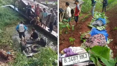 mobil avanza masuk jurang di sumedang