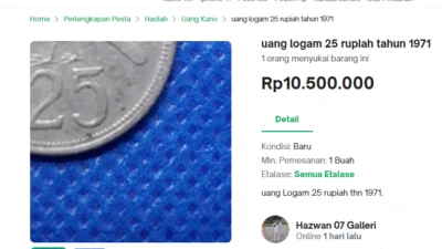 Uang Koin 25 Rupiah Tahun 1971 Dijual Rp10,5 juta, Cek Disini Cirinya!