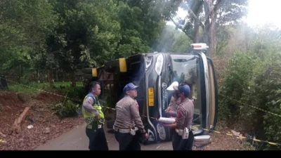 Polres Sumedang Selidiki Kecelakaan Bus Bawa Rombongan Anggota Pramuka di Sumedang