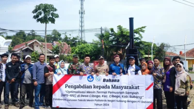 POLSUB Salurkan Bantuan Mesin Termal Pemusnah Sampah ke Pemdes Cibogo