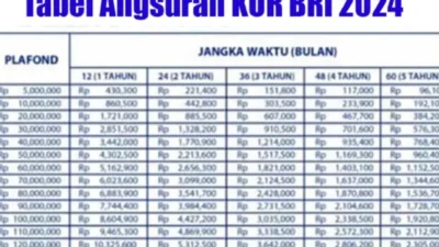 Tabel Angsuran KUR BRI 2024 100 Juta