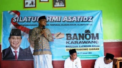 Puluhan Asatidz Karawang Komitmen Dukung Prabowo-Gibran Satu Putaran