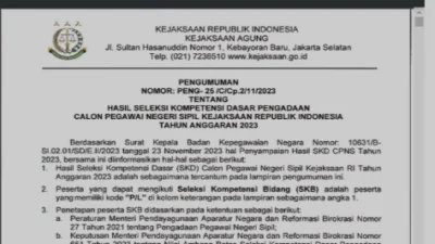 Pengumuman Kelulusan CPNS Kejaksaan 2023: Simak Informasinya di Sini