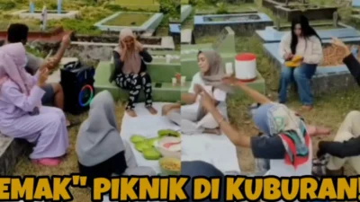 Viral! Video Emak-Emak Piknik dan Joget  di Kuburan, Warganet Geram