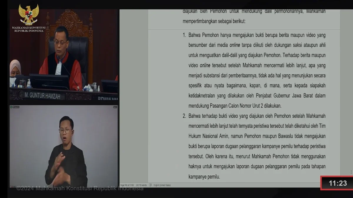 MK Putuskan Tolak Pemohon yang Menggunakan Dalil Vidio Aparatur Negara untuk Pemenangan Paslon 02!