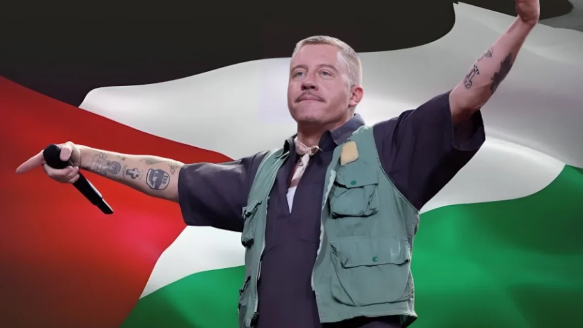 Aksi Rapper Macklemore dalam Membela Palestina. (Sumber Edited Photo: The Express Tribune)