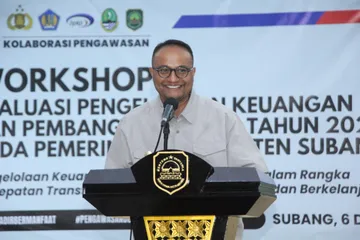 Pj Bupati Subang Imran saat buka Workshop Evaluasi Pengelolaan Keuangan dan Pembangunan Desa Tahun 2024 di Aul