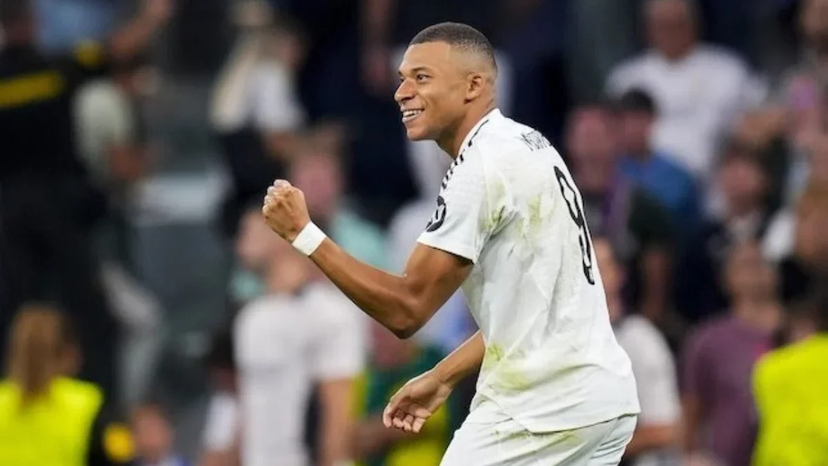 Penyerang Real Madrid, Kylian Mbappe. (c) AP Photo/Manu Fernandez