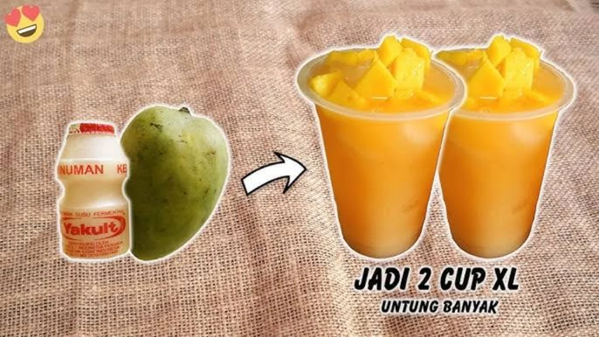 Cuma 3 Menit! Begini Cara Bikin Es Mangga Yakult Nata de Coco yang Super Segar!