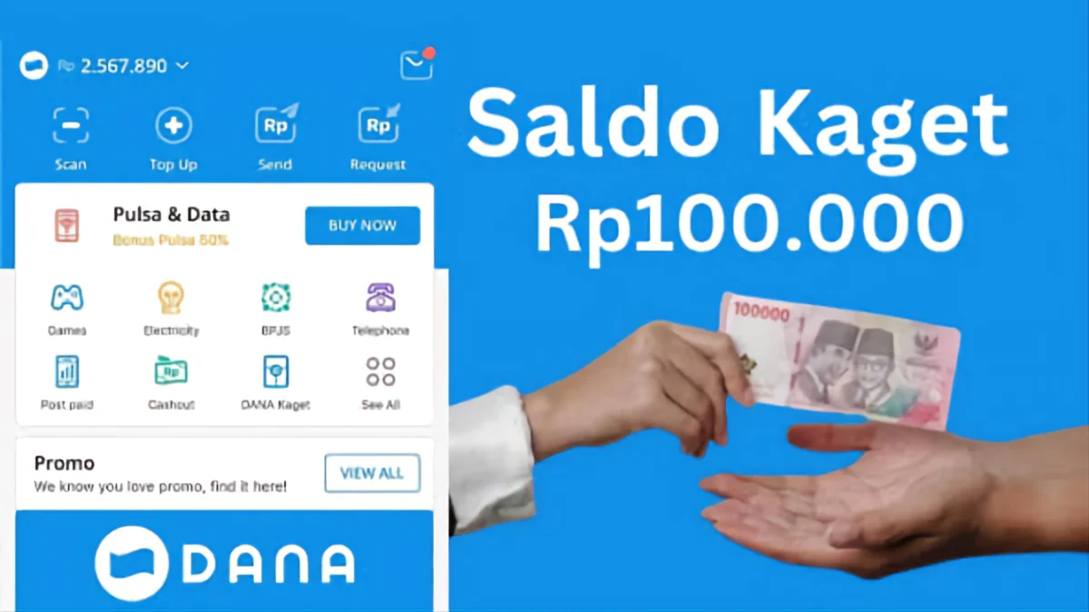 DUA LINK DANA KAGET Rp100.000 Gratis Buat Kamu (freepik/reezky11/edited by Putri Aisyah Fanaha)