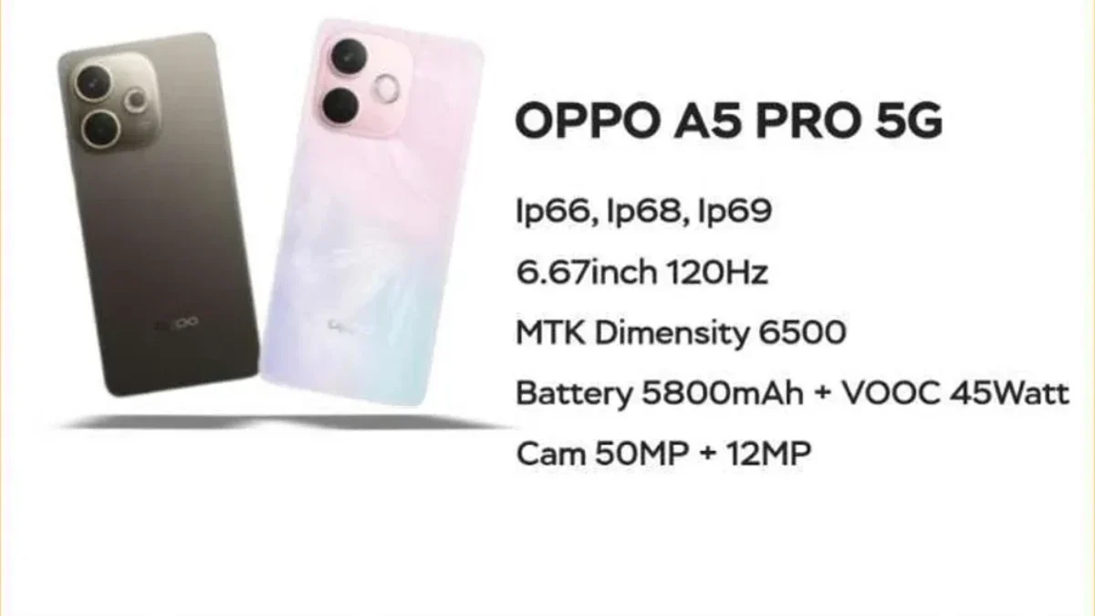 Mau Cek Spesifikasi dan Harga Oppo A5 Pro 2025? Disini Aja, Karena Paling lengkap!