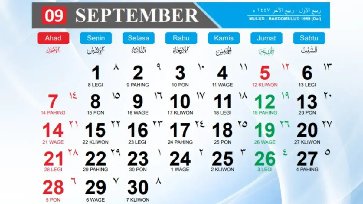 Jadwal Libur di Bulan September 2025, Ada Libur Maulid Nabi Muhammad SAW
