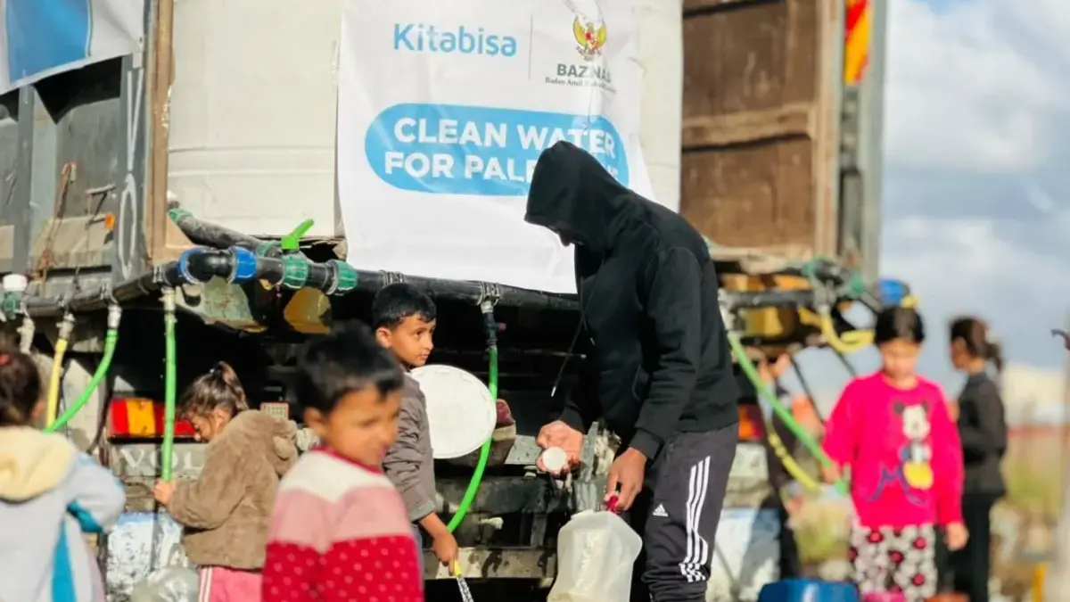 Krisis Air Bersih di Gaza, BAZNAS Salurkan 200.000 Liter Air untuk 5.000 Warga Palestina.