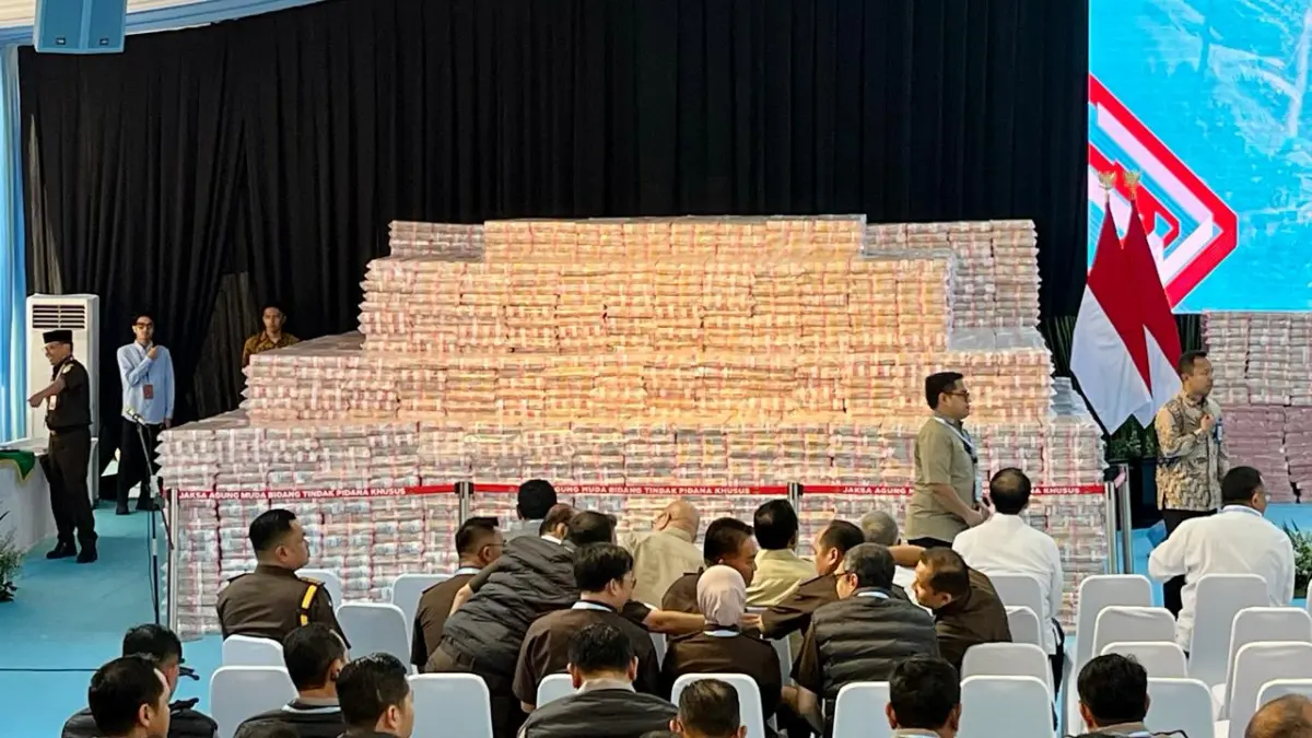 Kejagung Pamer Tumpukan Uang Rp10,2 Triliun, Bakal Diserahkan ke Negara di Hadapan Prabowo.