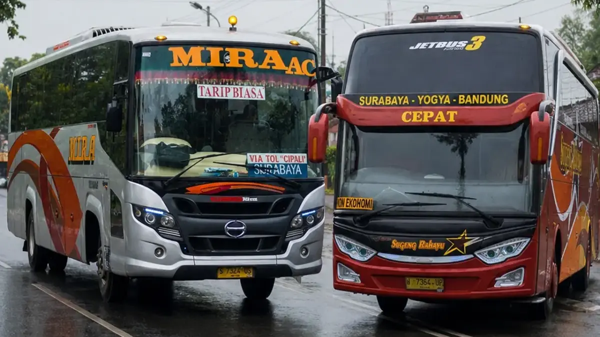 Detik-detik Bus Mira vs Sugeng Rahayu Bersenggolan Terekam CCTV, Aksi Saling Salip Jadi Sorotan